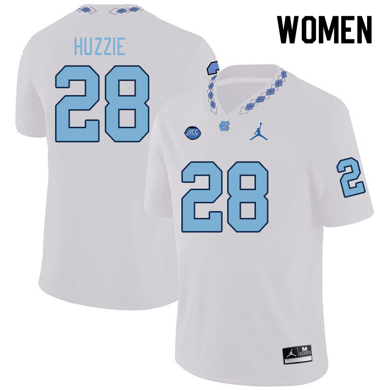 Women #28 Alijah Huzzie North Carolina Tar Heels College Football Jerseys Stitched-White